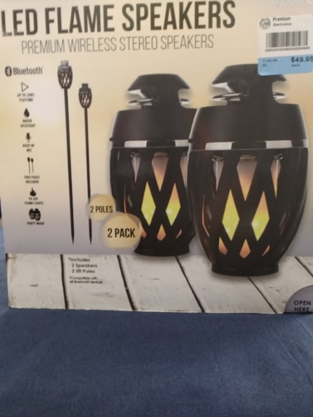 LED Flame Wireless Stereo Speakers - Black (2 Pack)